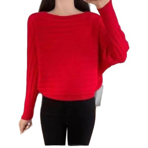 2025 Batwing Sleeve Holes Women's Long Sleeve Knitted Base Shirt Women's Top One-Neck