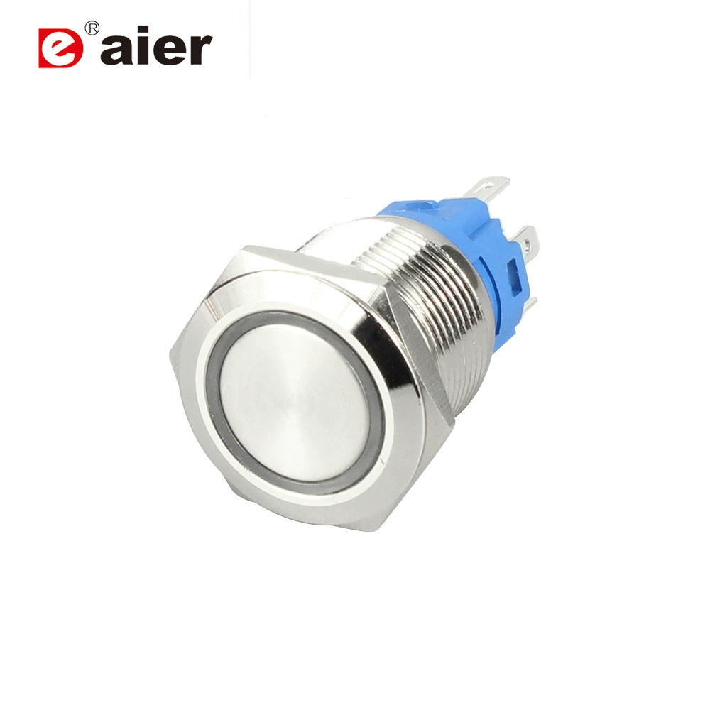 19 мм металлический кнопочный переключатель IP65 Водонепроницаемый круглый кнопочный переключатель с легким самоблокирующимся кнопочным переключателем