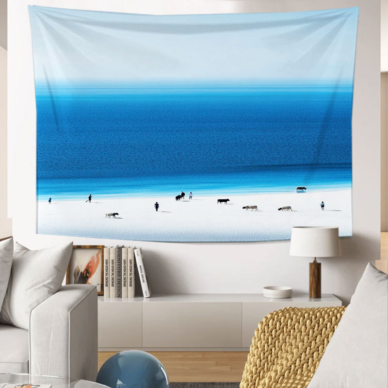 海辺の風景の背景布、高級感のあるタペストリー、リビングルームや寝室の装飾用布、ベッドサイドの隠蔽用背景布|undefined