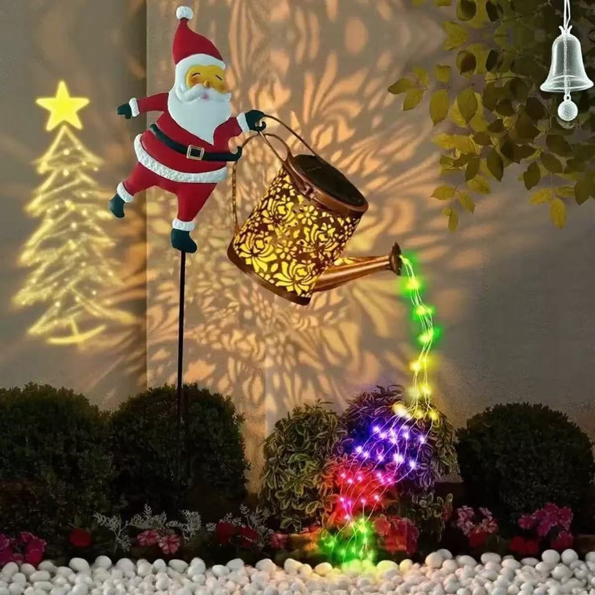 Transfronteriza solar Santa Claus lámpara de césped hierro forjado hueco diente al aire libre jardín decoración de escultura