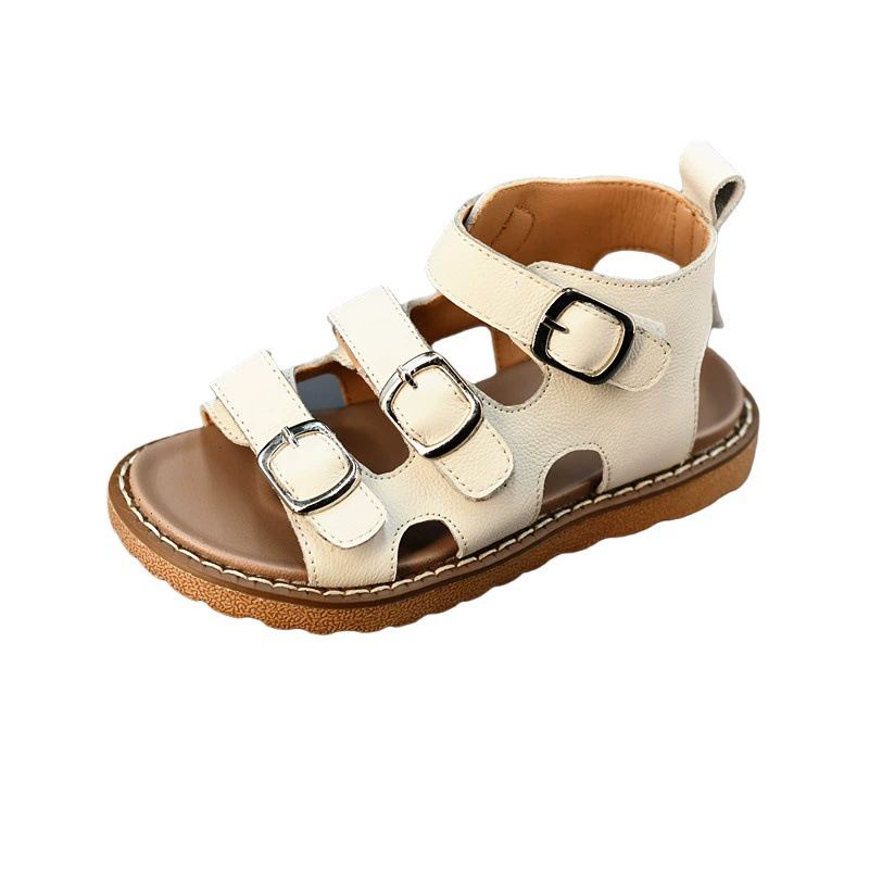 Sandals for leisure, summer beach footwear, breathable children's shoes, genuine leather, soft sole