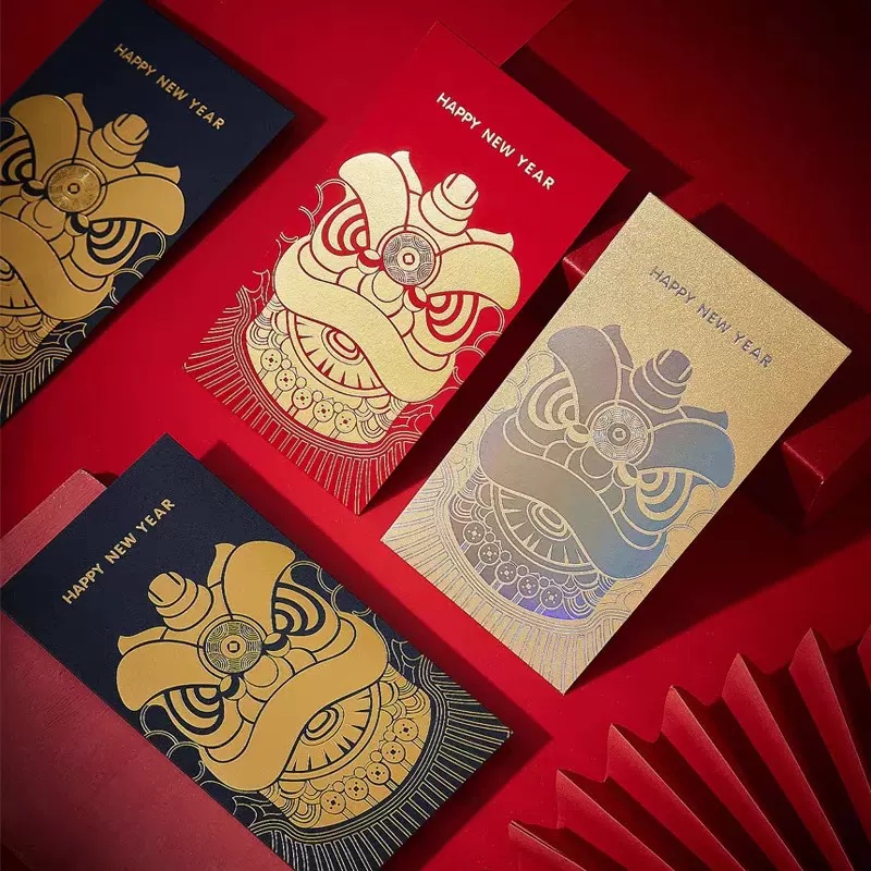 企业红包定制红包珠光纸浮雕烫金利是封创意彩印新年红包可印logo