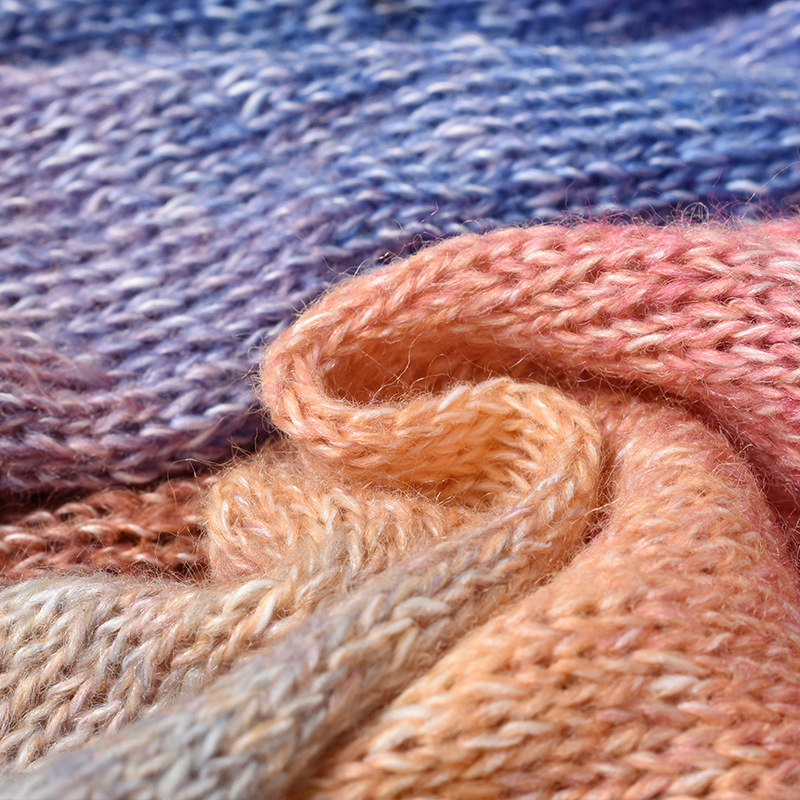Cálido gradiente de lujo mohair sección larga teñido mohair hilo fino ganchillo suéter seda joven mohair lana bola