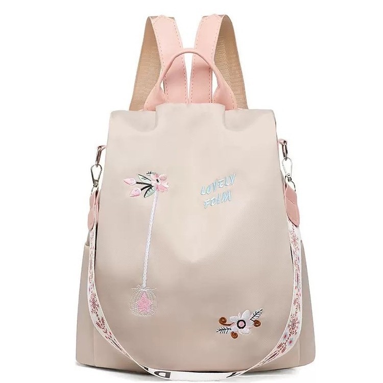 外贸新款刺绣双肩包女防泼水牛津布女民族风背包休闲气质女士防盗