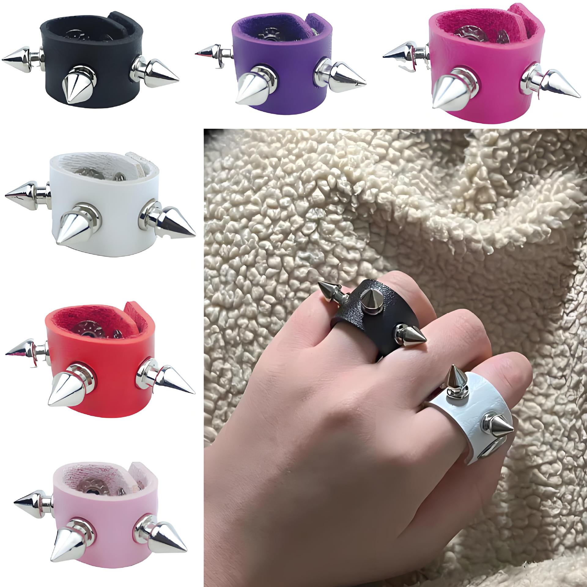 European and American Popular Punk Rivet Stylish Fashion Trendy Adjustable Couple Ring Ktv Nightclub Performance Jewelry Ring