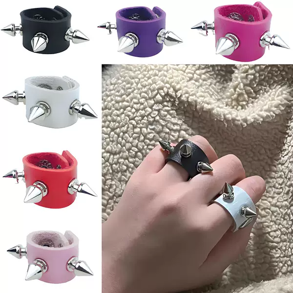 European and American Popular Punk Rivet Stylish Fashion Trendy Adjustable Couple Ring Ktv Nightclub Performance Jewelry Ring
