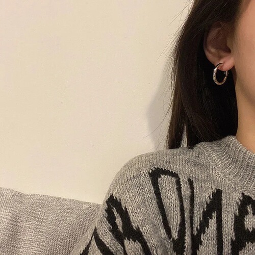 Minimalist style silver hoop earrings  new trendy cool style earrings studs and buckles exaggerated temperament earrings earrings