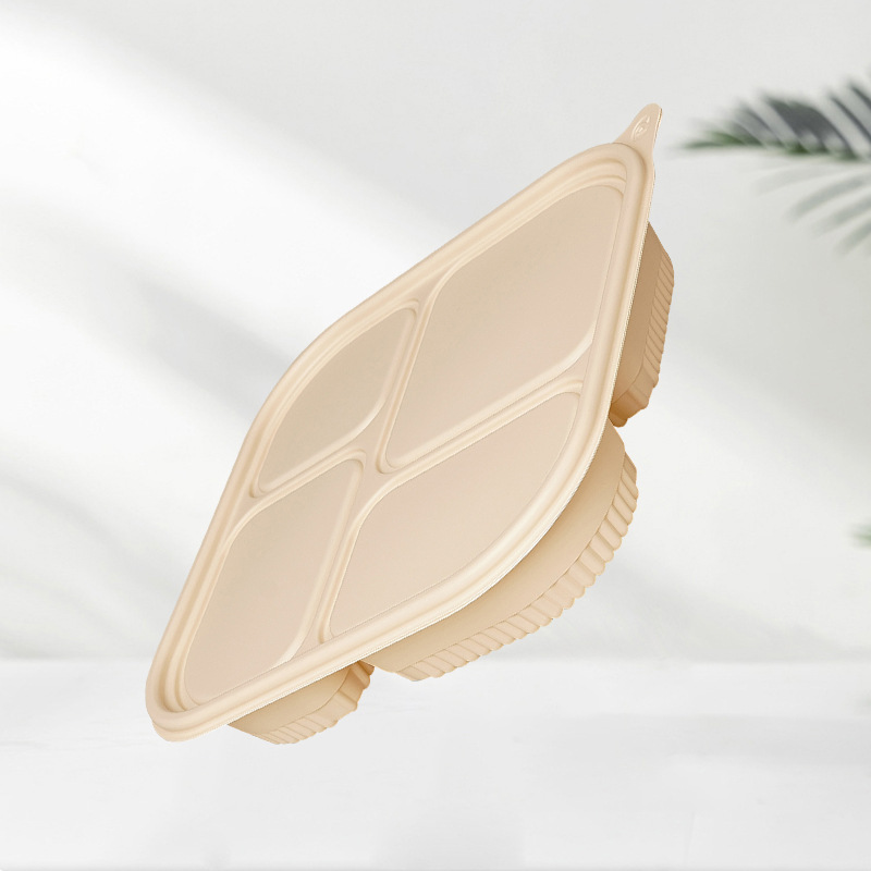 Degradable cornstarch lunch boxes, disposable light food containers, food-grade three-grid or four-grid packing boxes