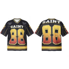 欧美球星同款速干足球衣88数字网眼短袖T恤男女休闲宽松篮球服