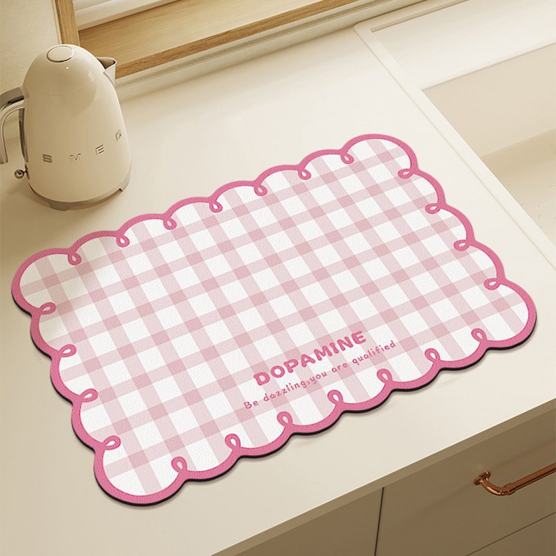 Cute Cartoon Water-Draining Mat, Non-Slip, Dirt-Resistant, Absorbent Mat, Kitchen Diatomaceous Earth Dining Table Heat Insulation Coaster, Wipeable Washable Mat