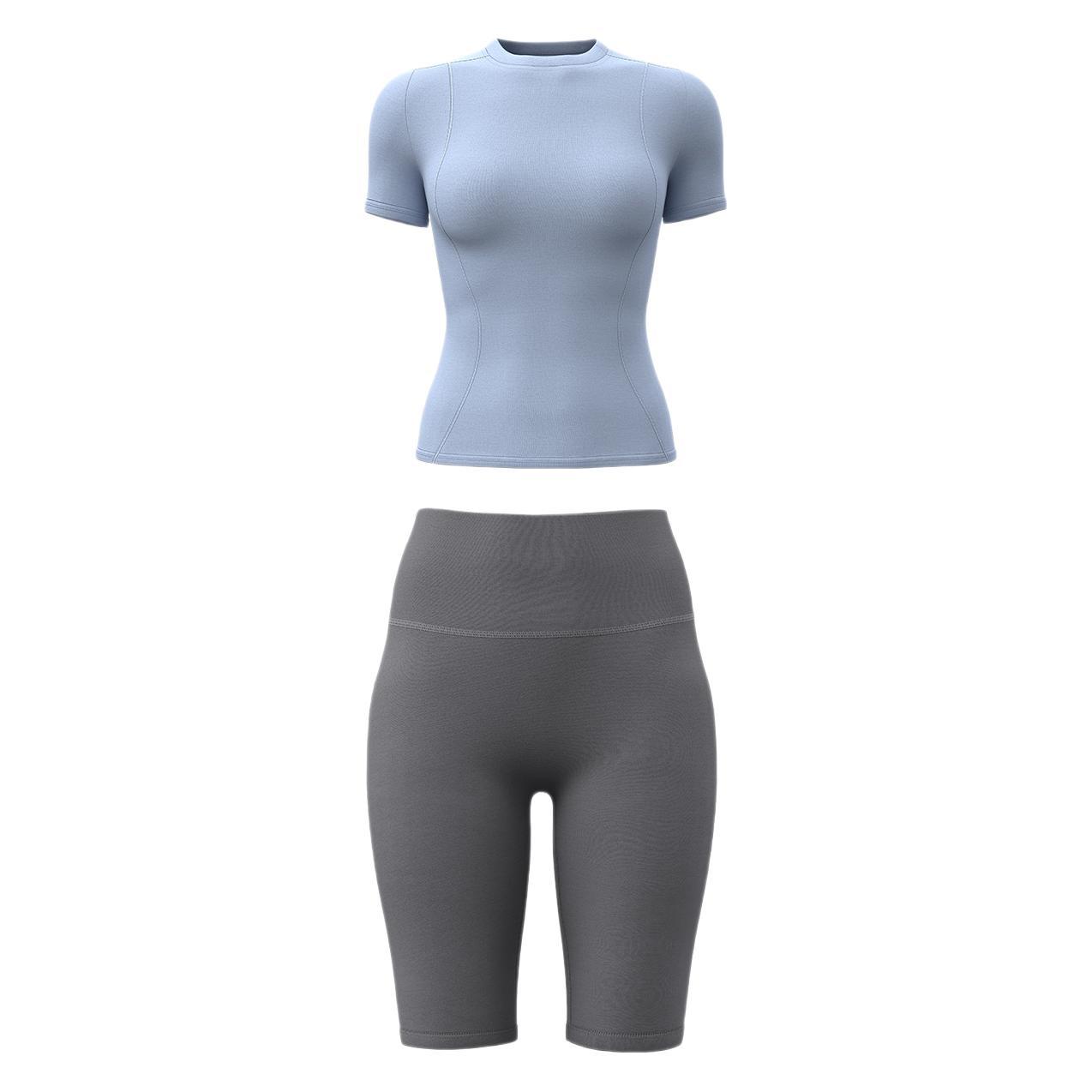 Juyi Tang verano yoga camisa de mangas cortas para mujeres delgada secado rápido y transpirable ajuste deportivo para correr y fitness set
