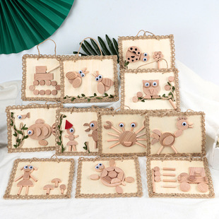 Wooden Handmade Creative DIY Material Package Kindergarten Low Structure Area Corner Area Material Small Branches Wood Chips Wooden Piles