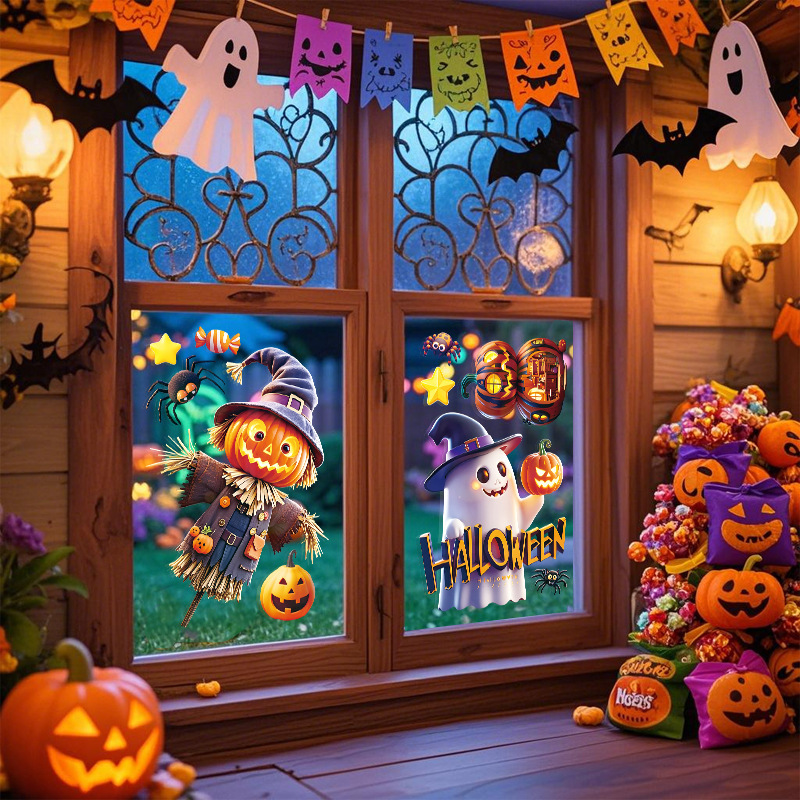 クロスボーダーハロウィンクリエイティブデコレーションステッカーカボチャ静電ステッカーウィンドウステッカーガラスステッカーウィンドウデコレーションゴースト|undefined