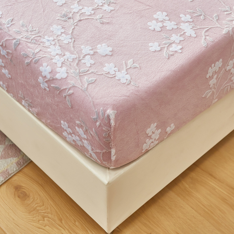 2024 nuevo estilo de terciopelo de leche de terciopelo tallado de color sólido, funda de colchón de funda de colchón
