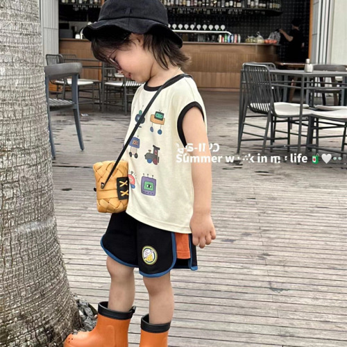 Children's short-sleeved T-shirt summer 2024 new boys' tops t-shirts handsome vests for small and medium-sized children summer fashion children's clothing