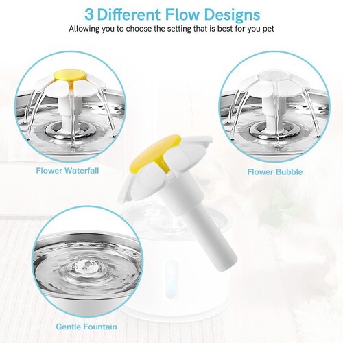 2.4L stainless steel flower pet water dispenser cat and dog water feeder