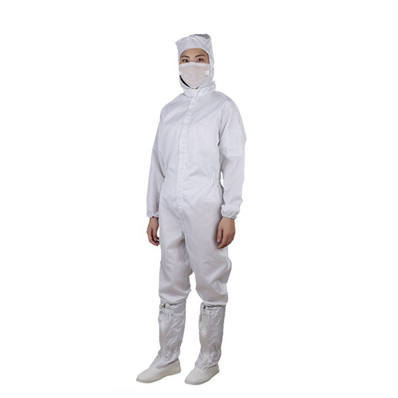 厂家直发全身防护服连体无尘场所电子车间精密仪器白色连帽连体服
