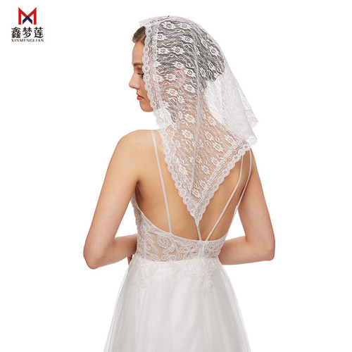 Foreign trade manufacturer European and American style bridal veil Muslim triangle lace scarf shawl style white wedding veil