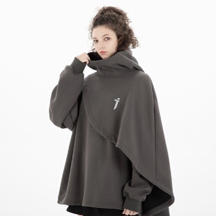 Heavy industry products 2023 autumn new trendy turtleneck Cape sweater men's and women's loose casual hooded pullover jacket