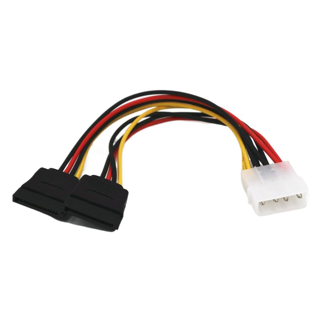 Оптовый большой 4P до 2 SATA шнур питания жесткого диска 4PIN к 15pin 1/2 адаптер шнура питания