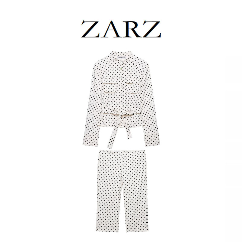 Zarz Self-Made European and American Style New Women's Clothing Polka Dot Shirt-Style Jacket Polka Dot Capri Pants 6929406