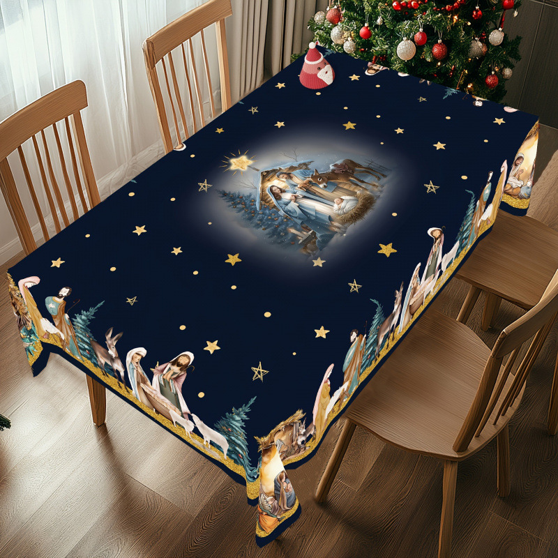 Nuevo manto de mesa de Navidad árbol de Navidad muñeco de nieve alce impresión digital manto de mesa transfronteriza amazónica decoración festiva image 7