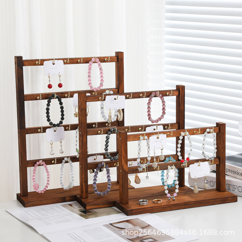 Jewelry Keychain Earrings Pendant Display Stand Walnut Solid Wood Jewelry Hanger Hook High-End Stall Store Jewelry Keychain Earrings Pendant Display Stand Walnut Solid Wood Jewelry Hanger Hook High-End Stall Store