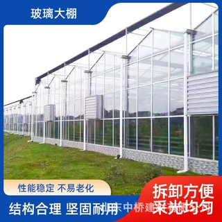 温室大棚智能玻璃温室生态农业种植玻璃温室棚工程玻璃温室养殖棚