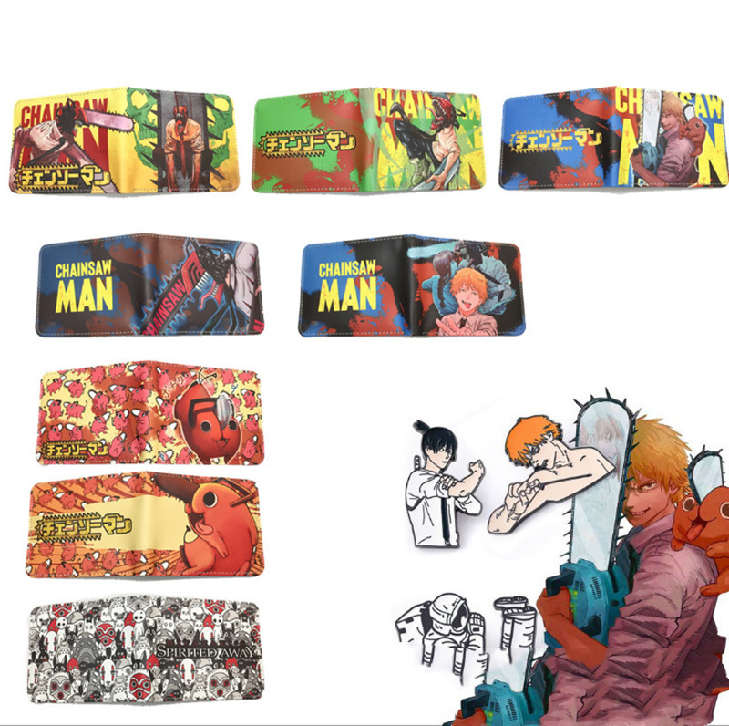 Chain saw man boqita demon electric saw pa T Watt electric color double fold wallet Lei Sai new two fold PU wallet