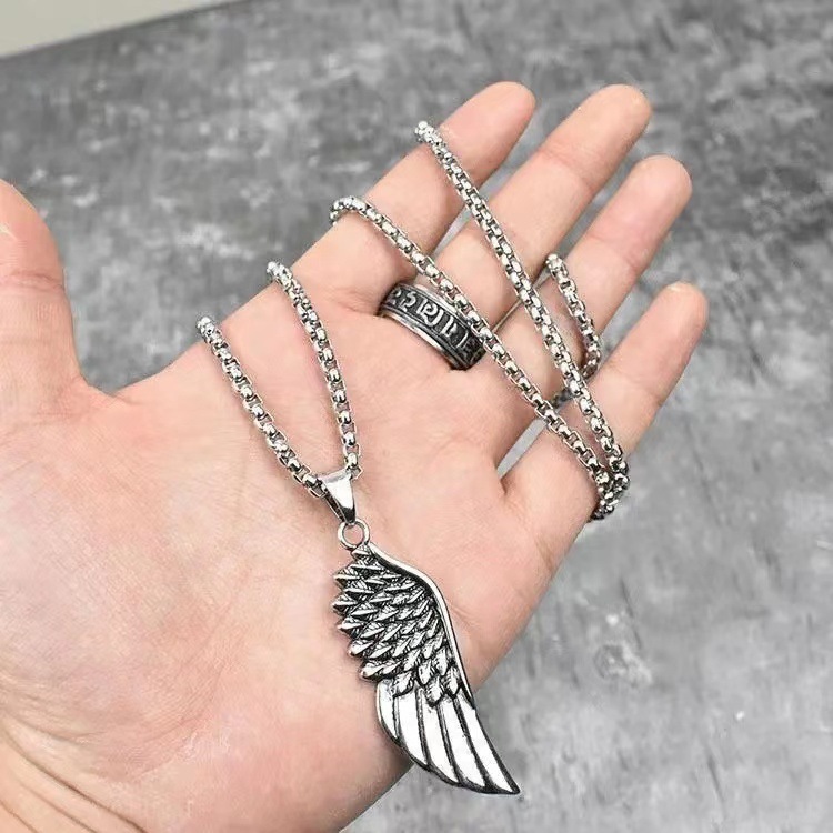Feather Wings Necklace Hip Hop Style Pendant For Men And Women_voghion.com