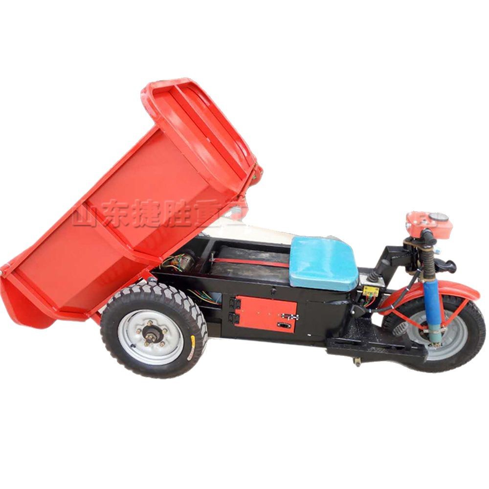 Vehículo de transporte de mortero de hormigón de sitio de construcción para camión de ingeniería de volcado de material a granel de triciclo hidráulico eléctrico tipo manillar