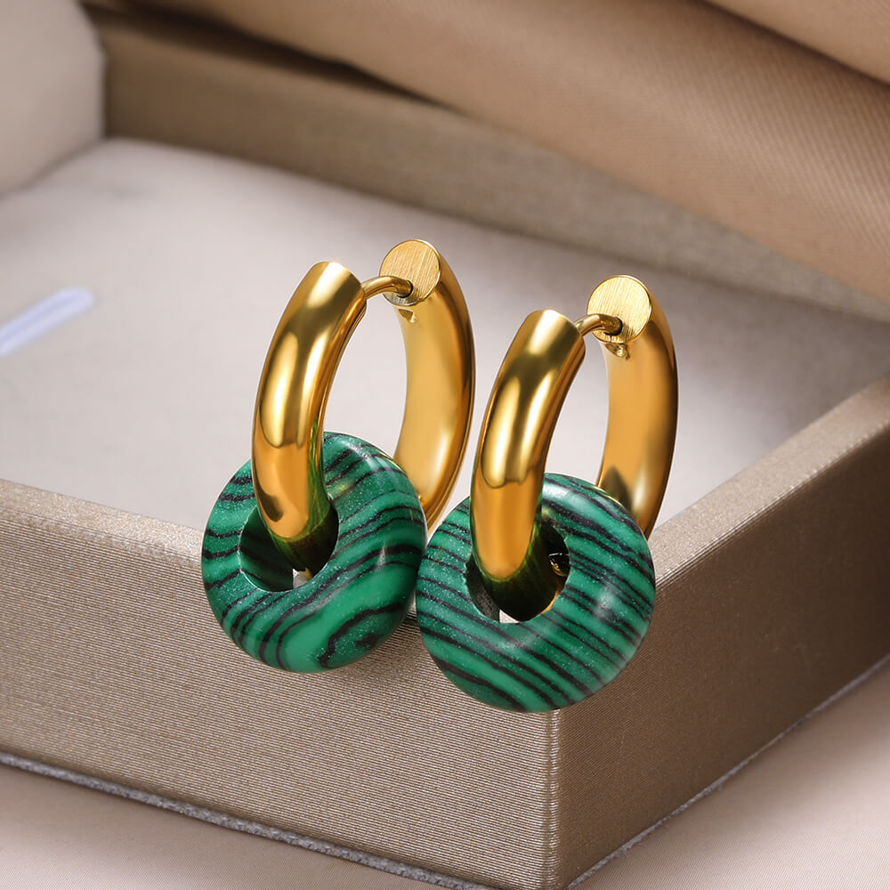 13g Weight PVD Coated Gold Plating Process 304 Stainless Steel Ear Needle Material 18K Real Gold Plated Plating Material Hoop Earrings Classification 1 Pair Quantity Date, Tea Party Occasion 304 Stainless Steel Material Geometric Pattern Women's Gender Classic Style Style Plating Craft 1 Pair Classic Style Geometric Plating Natural Stone Metal Hoop Earrings 18