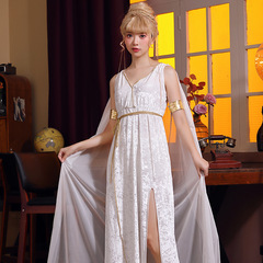 Halloween costume deep V sexy cosplay Nordic mythology Greek Liberty goddess slit skirt dress
