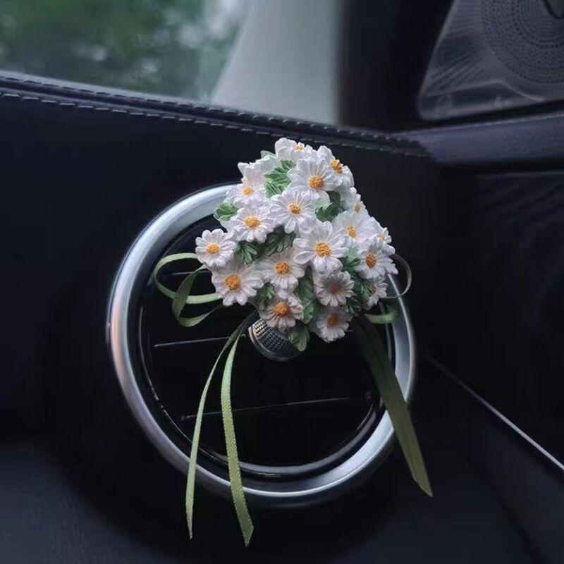 小雏菊花簇汽车空调出风口扩香石香水香薰夹生花车载|undefined