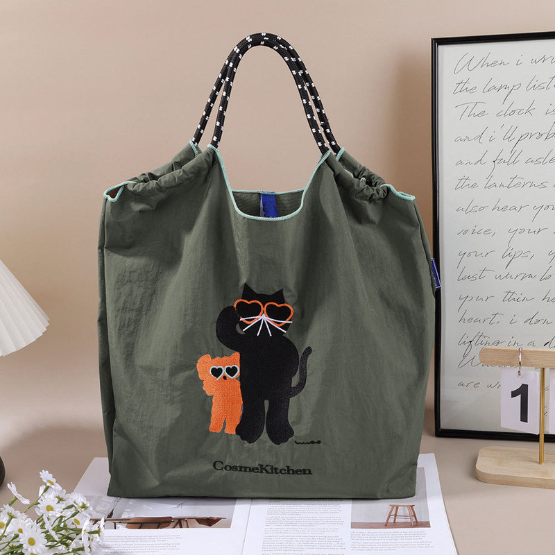 Large-Capacity New Canvas Bag Japanese Embroider Environmentally Friendly Bag Outing Shopping Bag Women's Shoulder Bag Handbag Bag Large-Capacity New Canvas Bag Japanese Embroider Environmentally Friendly Bag Outing Shopping Bag Women's Shoulder Bag Handbag Bag