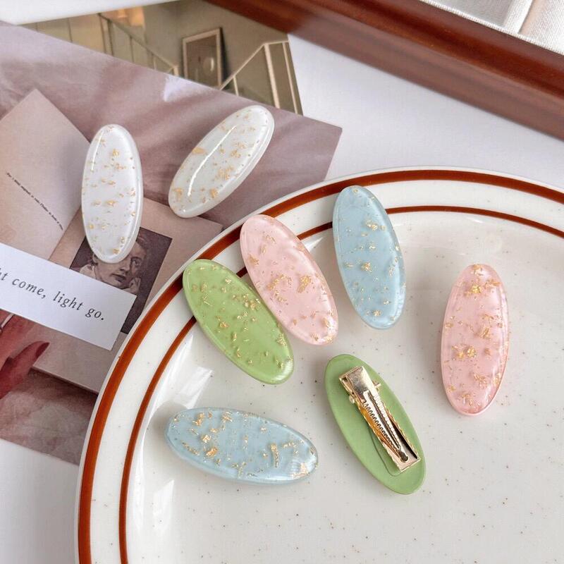 Fashion simple oval duck bill clip small fresh dopamine color quicksand hair clip side clip side clip hair accessories