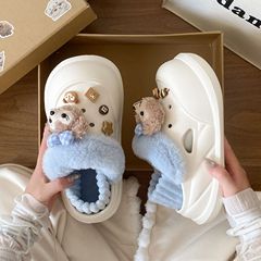可拆卸冬季外穿踩屎感包头EVA厚底毛绒保暖防滑居家用棉拖鞋女款