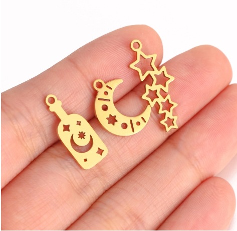 DIY Jewelry Accessories Classification 5 PCS/Package 14*23mm 22mm 304 Stainless Steel Star Moon Pendant