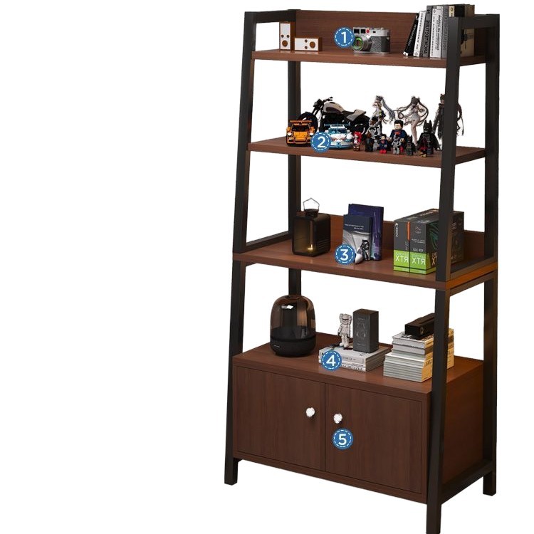Estante de almacenamiento trapezoidal doméstico almacenamiento multicapa armario de piso de hierro forjado estante de libros de viento de deportes electrónicos dormitorio estante de exhibición manual image 6