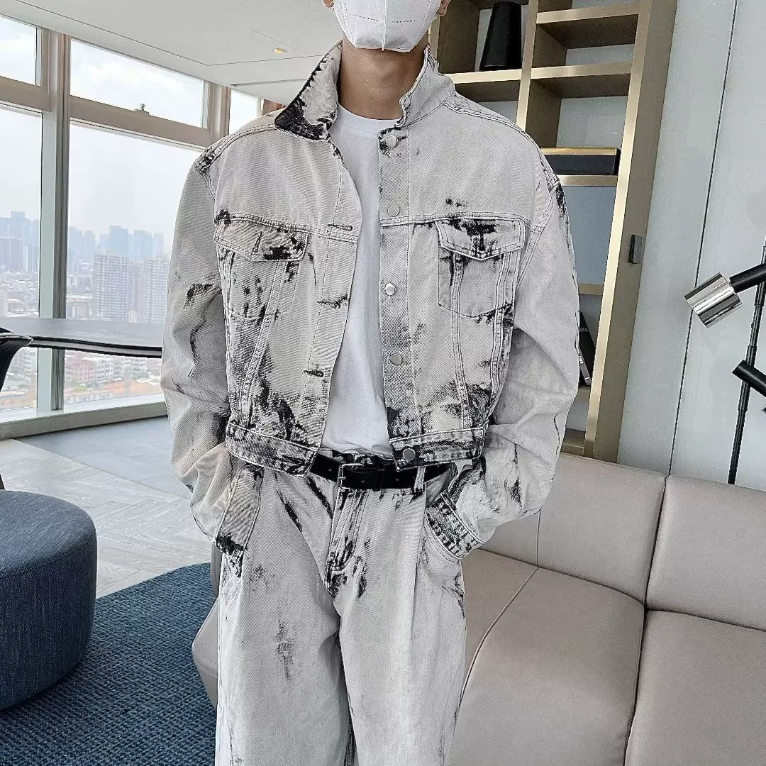 Американский тяжелый ретро джинсовый пиджак мужской осенний прилив свободная новая тенденция красивая рубашка куртка для мужчин
