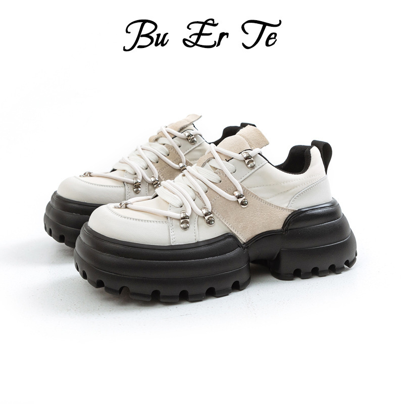 2025 Platform Women's Shoes Square Toe Heart Casual Chunky Sneakers Niche Sports Spring and Autumn Thick-Soled Dad Shoes Trendy