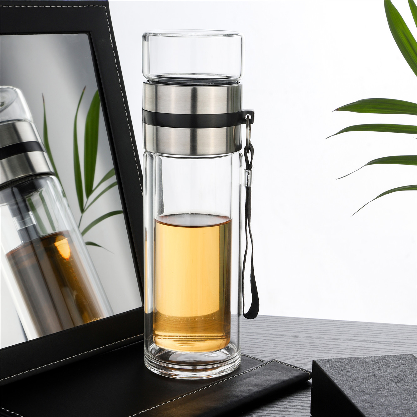 创意新品茶水分离玻璃杯双层品茶杯子加厚水晶水杯logo