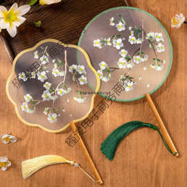 刺绣团扇古风跳舞扇子中国风汉服旗袍双面苏州绣儿童舞蹈圆扇专用