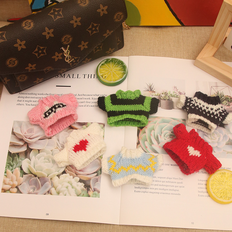 Suéter de perro de cabeza de 14cm 8 puntos bjd accesorios de muñeca pequeña muñeca de juguete 10 cm dientes faltantes ropa de muñeca de algodón