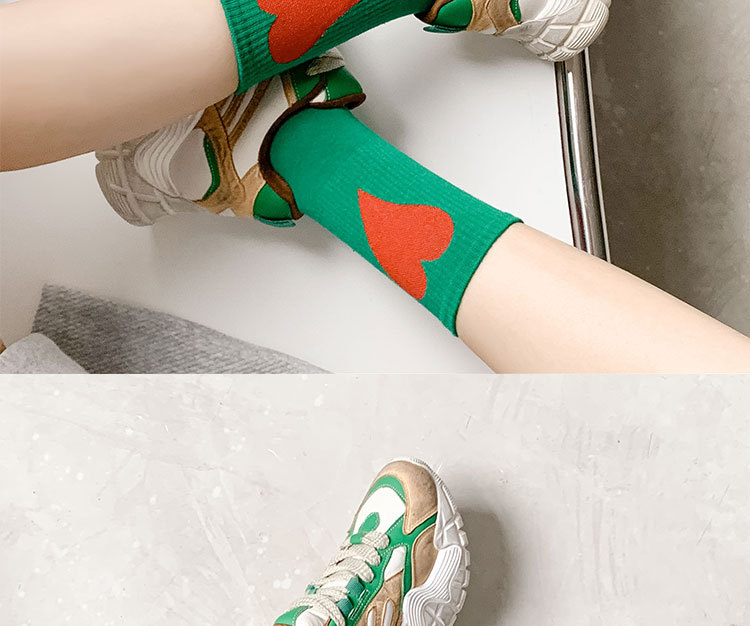 Stretchy Elasticity Women's Simple Style Heart Shape Nylon Cotton Crew Socks A Pair