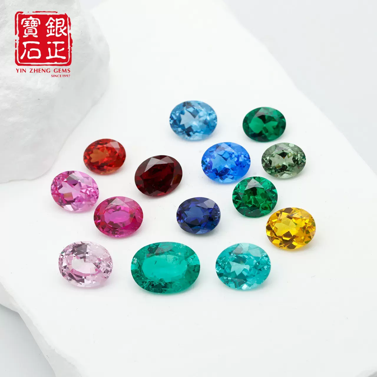 工厂现货 培育彩色宝石 蛋形裸石 高品质彩宝珠宝首饰吊坠可镶嵌