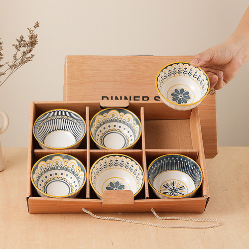 Cross-border creative Nordic ceramic tableware set opening gift ceramic bowl and plate gift box set insurance company corporate gift