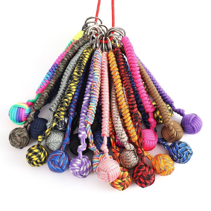 Cross-border hot sale outdoor umbrella rope self-defense ball key chain steel ball self-defense ball key ball monkey boxing anti-wolf artifact