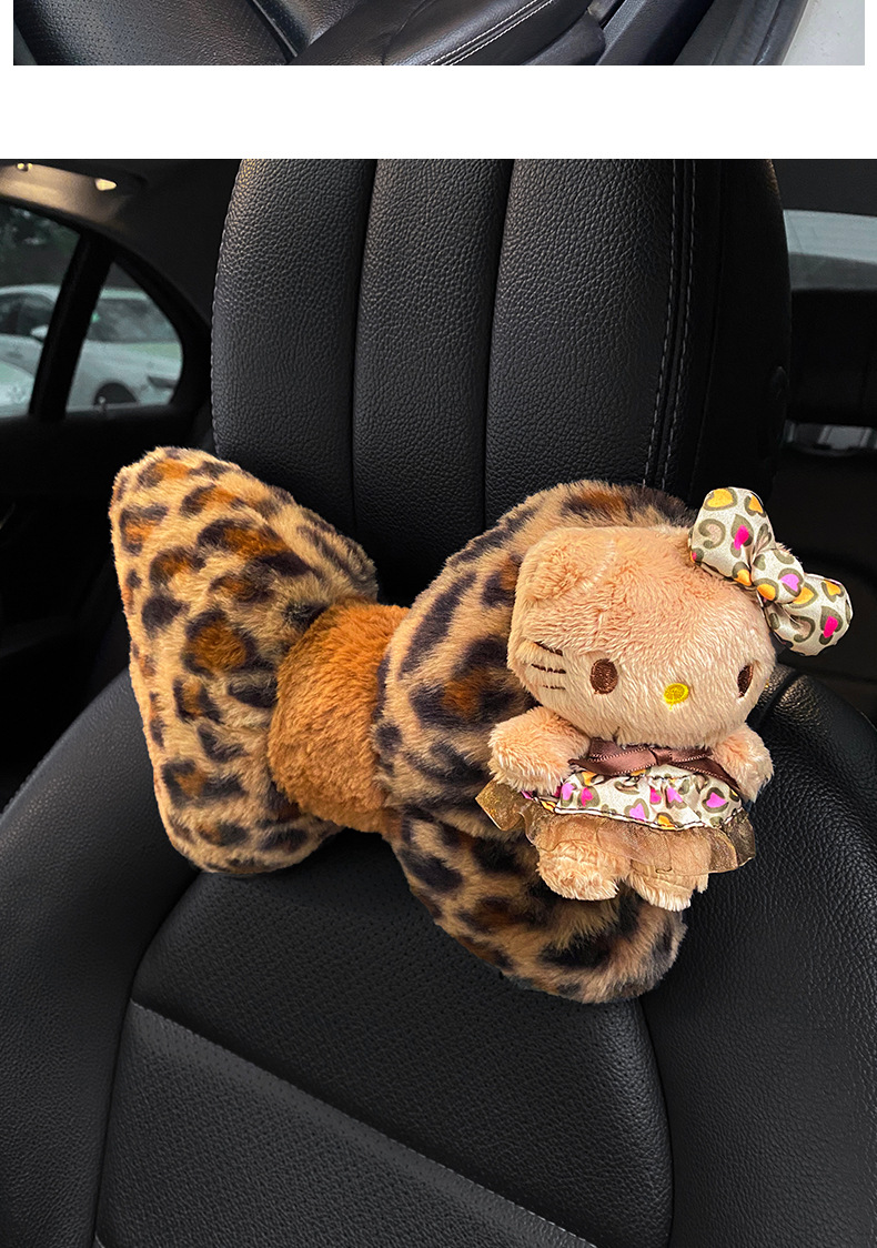 Car headrest neck pillow leopard print kitten car pillow car seat high sense girl car pillow waist