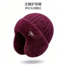 中老年人针织帽冬季女老太太加绒加厚保暖套头毛线帽奶奶护耳棉帽